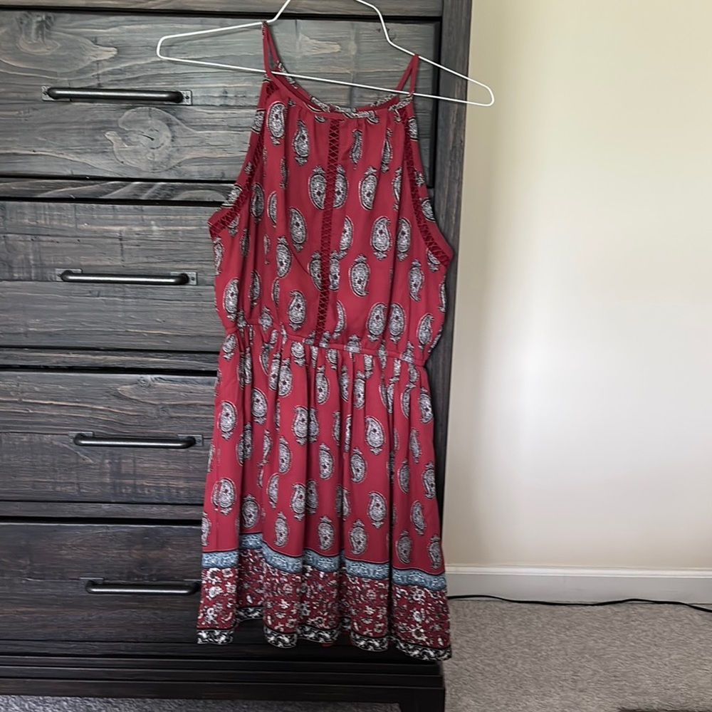 Elegant Red Paisley Dress